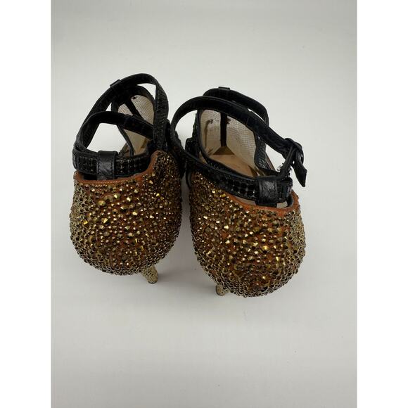 Christian Louboutin Mesh Lace Embroidered Glitter Peep Toe Pump Black Size 39.5 - Picture 13 of 14